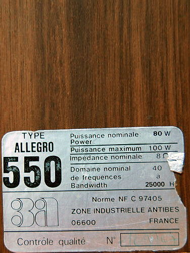 Art et Acoustique Appliquee Allegro 550